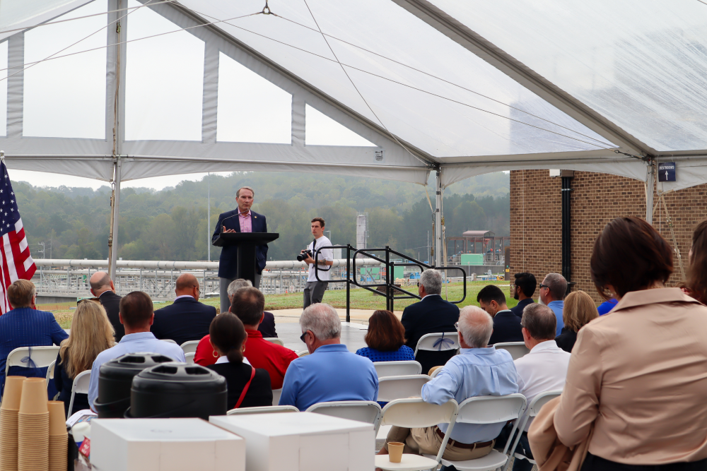 Senator Paul Newton, a strong advocate for securing state funding for WSACC’s wastewater projects, spoke at the event